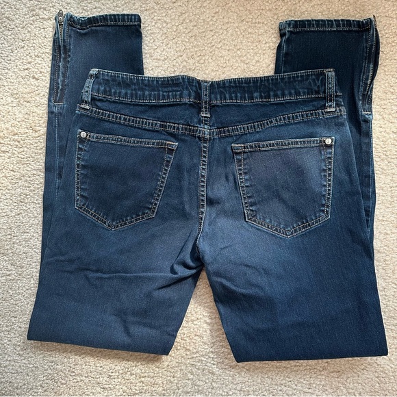 Anthropologie Pilcro Stet Slim Navy Blue Ankle Jeans with Zippers - Picture 3 of 6